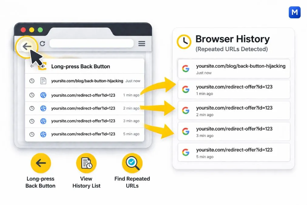 Back button history stuffing SEO check