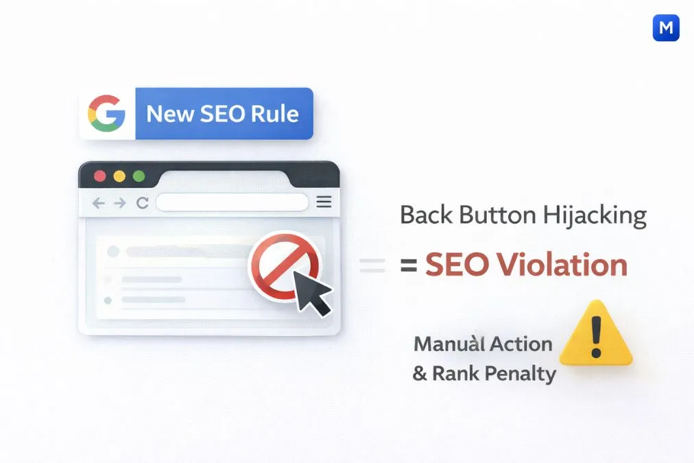 Google back button hijacking SEO rule illustration