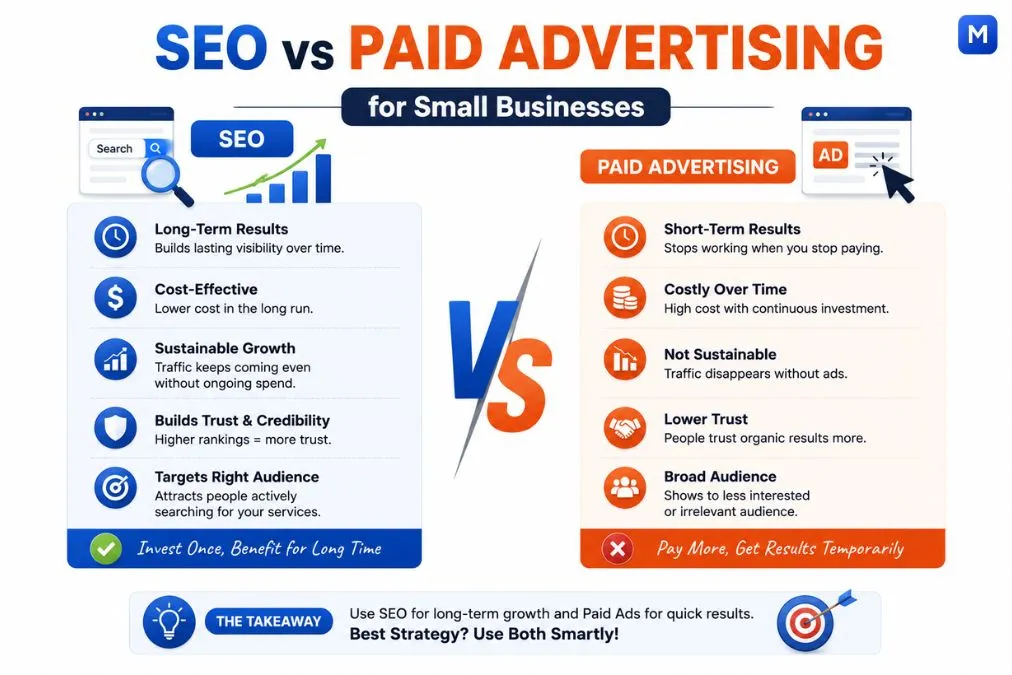 SEO vs paid advertising comparison for small businesses